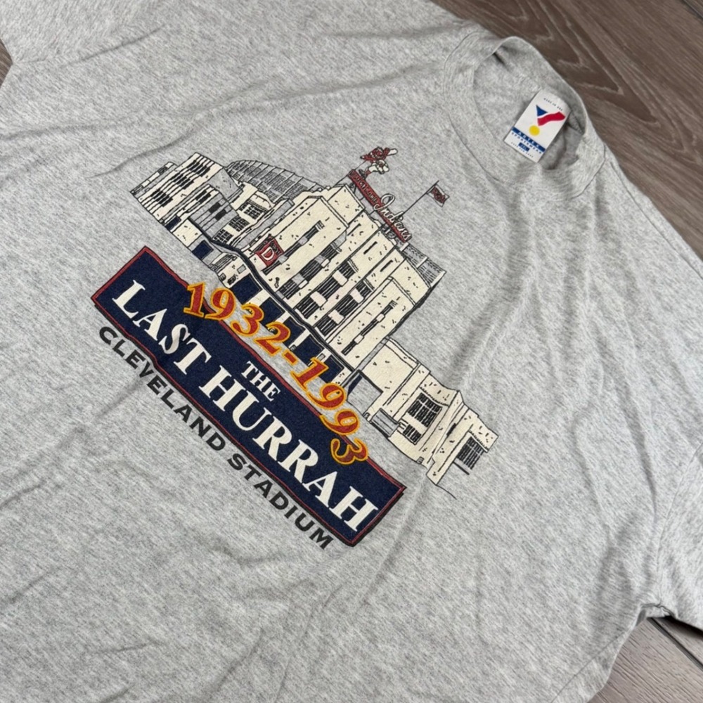Artex Mens T-Shirt Cleveland Stadium Last Hurrah 1932-1993 Gray 2XL
